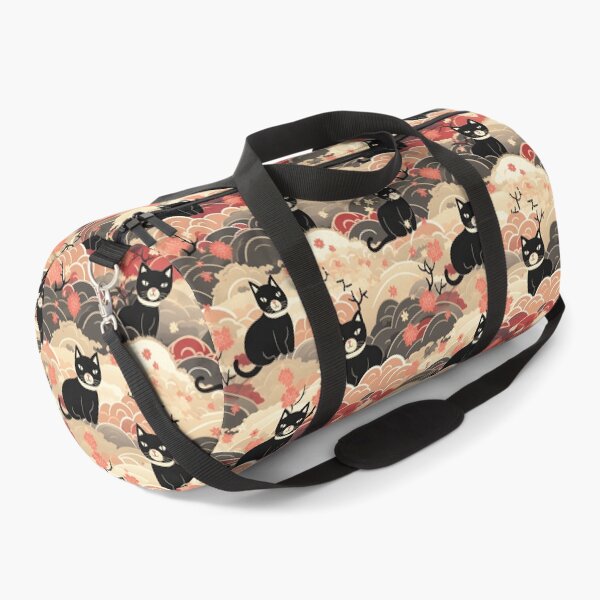 Item preview, A whimsical and enchanting Japanese-style pattern featuring cute black and orange cats nestled among vibrant orange blossoms and soft, cloudy backgrounds. designed and sold by ArtifactVault.