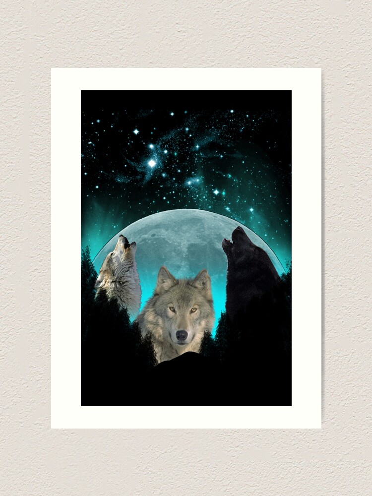 Lámina artística «Lobos Crepúsculo Cosecha Luna» de ratherkool | Redbubble