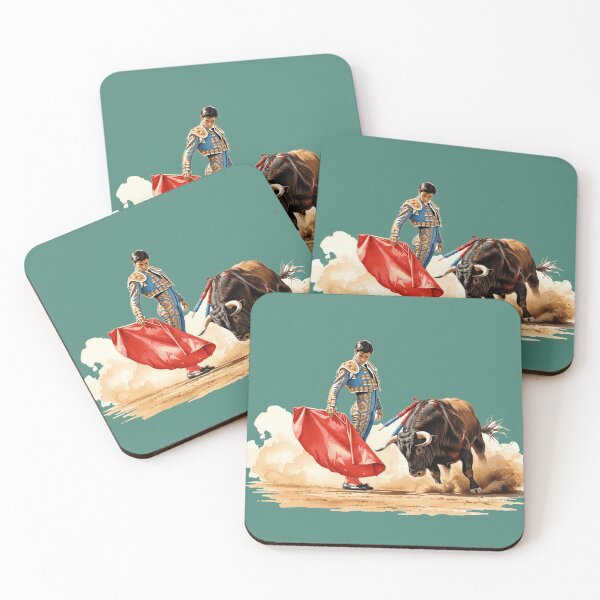 Item preview, Watercolor Bullfight Scene Clipart | Matador with Red Cloth & Charging Bull | Dust Cloud Movement | Spanish Fiesta Art Print designed and sold by ATLANTICSHOOP.