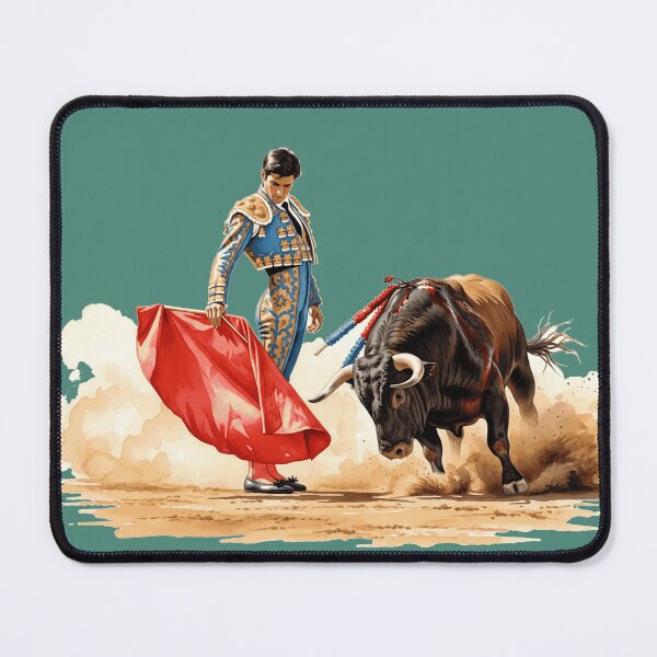 Item preview, Watercolor Bullfight Scene Clipart | Matador with Red Cloth & Charging Bull | Dust Cloud Movement | Spanish Fiesta Art Print designed and sold by ATLANTICSHOOP.