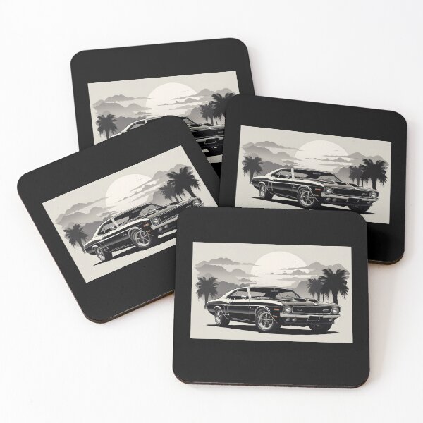 Item preview, Black and White Muscle Car at Sunset designed and sold by momgraves.