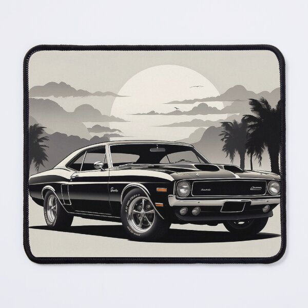 Item preview, Black and White Muscle Car at Sunset designed and sold by momgraves.