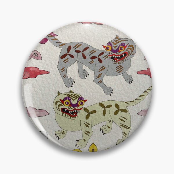 Item preview, Cloud Tigers – Korean Folk Art Minhwa Illustration designed and sold by Yoma-iknow.