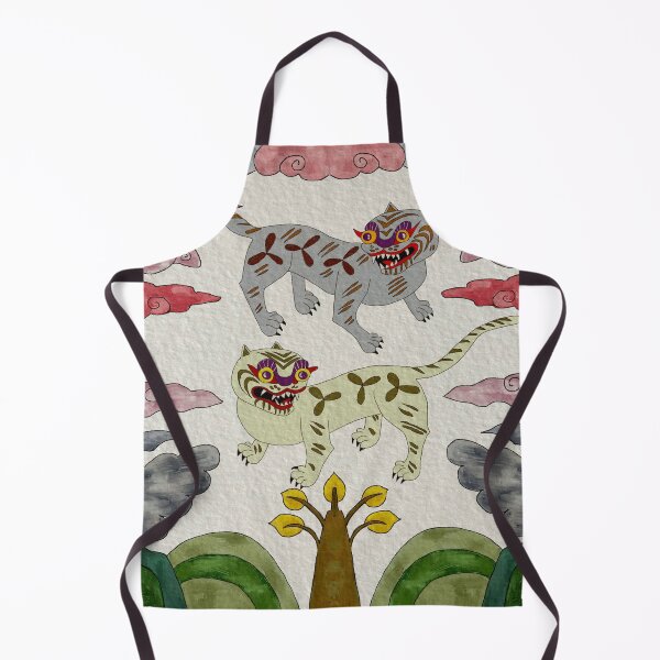 Item preview, Cloud Tigers – Korean Folk Art Minhwa Illustration designed and sold by Yoma-iknow.