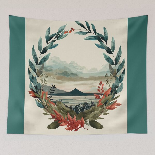 Item preview, Mexican–Italian Heritage Wreath Art – Agave & Olive Botanical Crest Poster designed and sold by ArgentoArt.