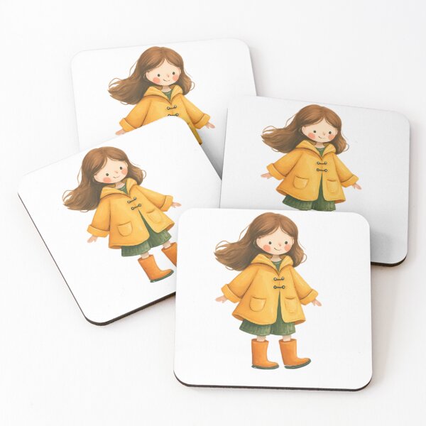 Item preview, Cute Girl in Yellow Raincoat designed and sold by K@Whimsical cottagecore.