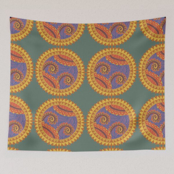 Item preview, Abstract geometric shapes repeating pattern - yellow designed and sold by Svasti Arts and Designs.