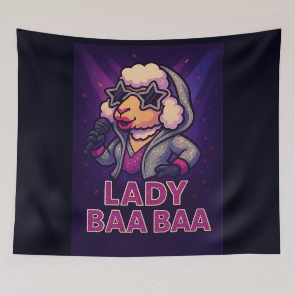 Item preview, Lady Baa Baa Sheep Pop Star Cartoon – Glitter Hoodie, Star Sunglasses, Microphone, Pink Purple Lights, Lady Gaga Parody designed and sold by AnTartstudios.