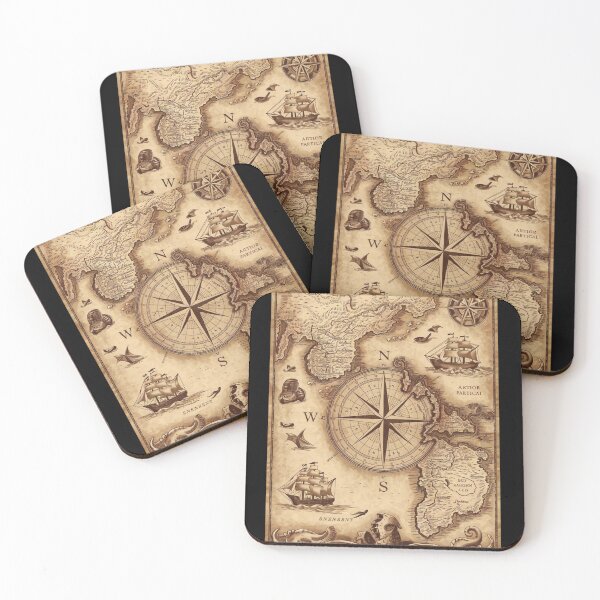 Item preview, Antique Nautical Map with Ships and Monsters designed and sold by Shop9999.