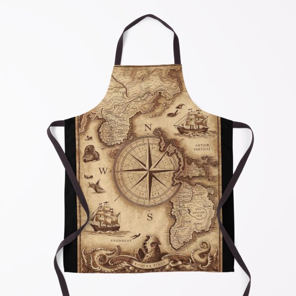 Item preview, Antique Nautical Map with Ships and Monsters designed and sold by Shop9999.