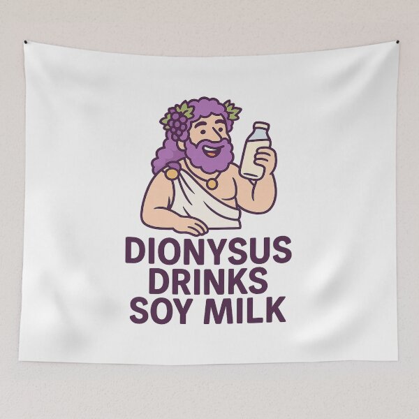 Item preview, Dionisio ♥ Leche de soja: la mitología griega se fusiona con el humor vegano designed and sold by Greek and Vegan.
