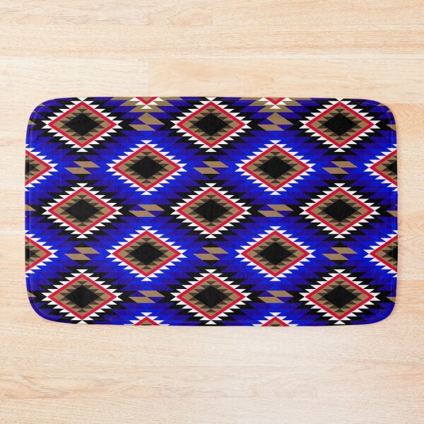 Item preview, Traditional Sadu Rustic Rug Pattern Retro Vintage Blue by Craitza designed and sold by House of Sadu by Craitza.