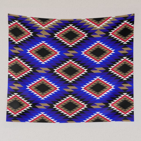 Item preview, Traditional Sadu Rustic Rug Pattern Retro Vintage Blue by Craitza designed and sold by House of Sadu by Craitza.