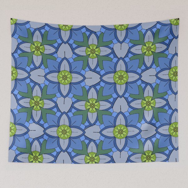 Item preview, Abstract geometric shapes repeating pattern - Blue designed and sold by Svasti Arts and Designs.