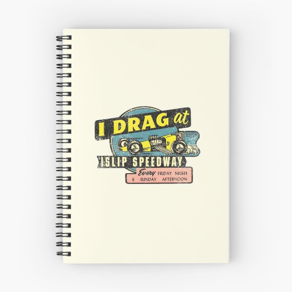Item preview, I Drag at Islip Speedway - yellow dragster - aged, burnout finish designed and sold by retropetrol.