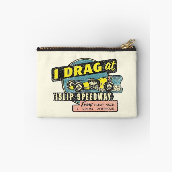 Item preview, I Drag at Islip Speedway - yellow dragster - aged, burnout finish designed and sold by retropetrol.