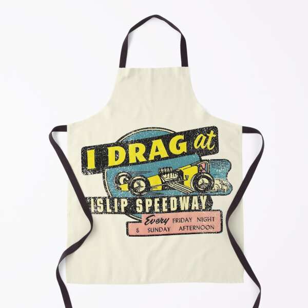 Item preview, I Drag at Islip Speedway - yellow dragster - aged, burnout finish designed and sold by retropetrol.
