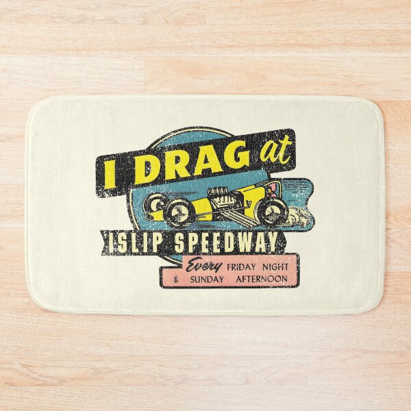 Item preview, I Drag at Islip Speedway - yellow dragster - aged, burnout finish designed and sold by retropetrol.