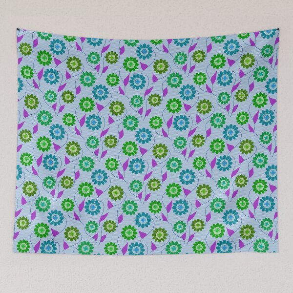 Item preview, Abstract flowers repeating pattern - Bluish Cyan designed and sold by Svasti Arts and Designs.