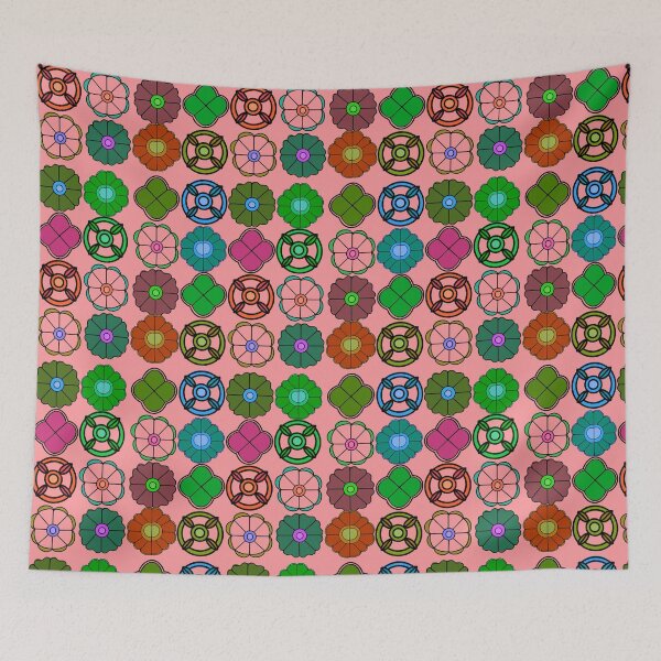 Item preview, Abstract Flower repeating Pattern inspired by Madhubani Art - Light pink designed and sold by Svasti Arts and Designs.