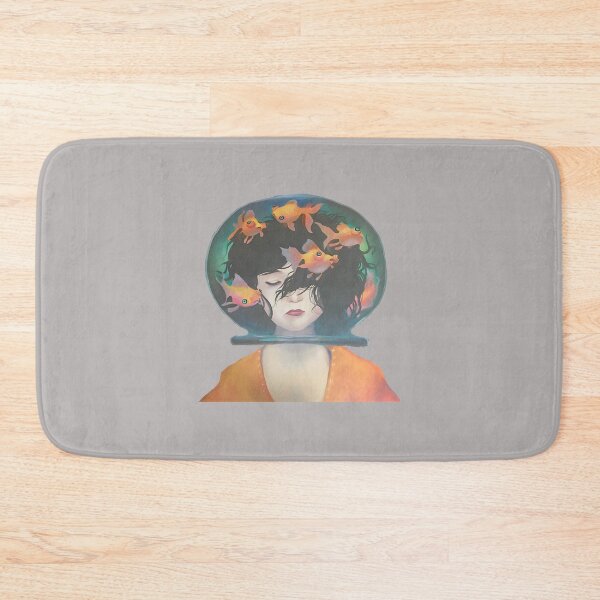 Item preview, Goldfish Mind: Surreal Woman Head Aquarium Art designed and sold by TimothyHaversti.