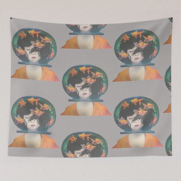 Item preview, Goldfish Mind: Surreal Woman Head Aquarium Art designed and sold by TimothyHaversti.