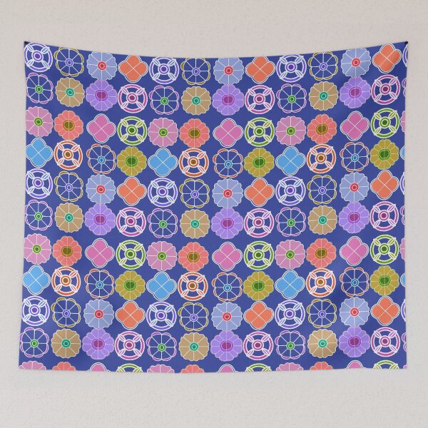 Item preview, Abstract Flower repeating Pattern inspired by Madhubani art - Blueberry designed and sold by Svasti Arts and Designs.