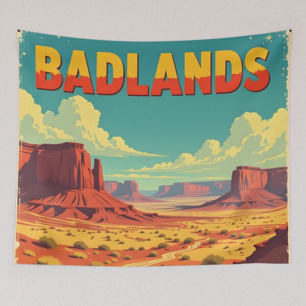 Item preview, Badlands National Park, South Dakota: Vintage-Style Painterly Travel Poster designed and sold by LSVart.