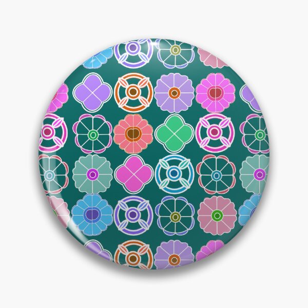 Item preview, Abstract Flower repeating Pattern inspired by Madhubani art - Teal Green designed and sold by Svasti Arts and Designs.