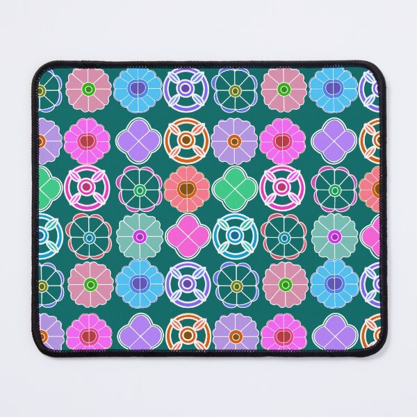 Item preview, Abstract Flower repeating Pattern inspired by Madhubani art - Teal Green designed and sold by Svasti Arts and Designs.