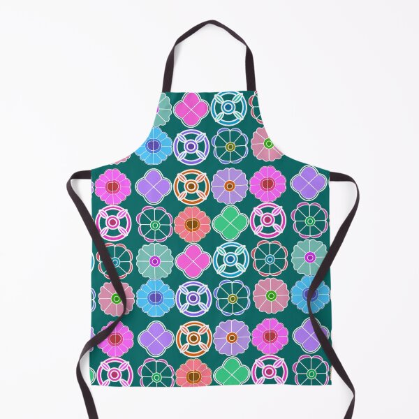 Item preview, Abstract Flower repeating Pattern inspired by Madhubani art - Teal Green designed and sold by Svasti Arts and Designs.