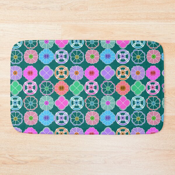 Item preview, Abstract Flower repeating Pattern inspired by Madhubani art - Teal Green designed and sold by Svasti Arts and Designs.