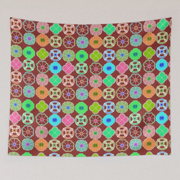 Item preview, Abstract Flower repeating Pattern inspired by Madhubani art - Old Brick designed and sold by Svasti Arts and Designs.
