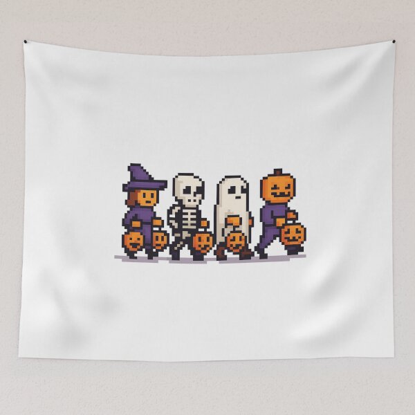Item preview, Pixel Art Halloween Characters – 8-Bit Witch Skeleton Ghost Pumpkin Sticker designed and sold by Markloom.co.