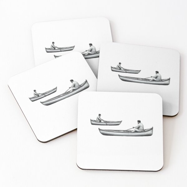Item preview, Two small wooden rowboats are resting on the calm water designed and sold by Aariq.