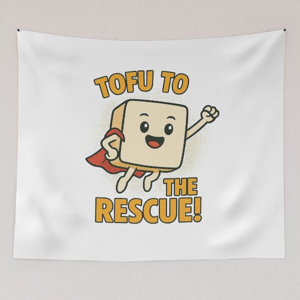 Item preview, Tofu to the Rescue – Cute Vegan Protein Superhero Design designed and sold by Greek and Vegan.