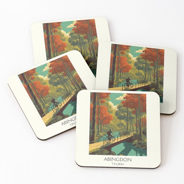 Item preview, Abingdon Virginia Vintage Travel Art | Creeper Trail Biking Illustration designed and sold by TuncGK.