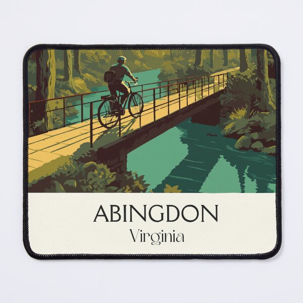 Item preview, Abingdon Virginia Vintage Travel Art | Creeper Trail Biking Illustration designed and sold by TuncGK.