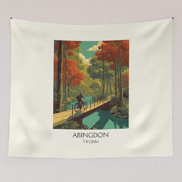 Item preview, Abingdon Virginia Vintage Travel Art | Creeper Trail Biking Illustration designed and sold by TuncGK.