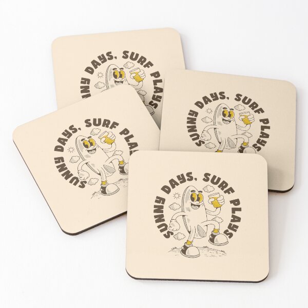 Item preview, Sunny Days Surf Plays – Retro Surfboard Cartoon T-Shirt Design designed and sold by adipra.