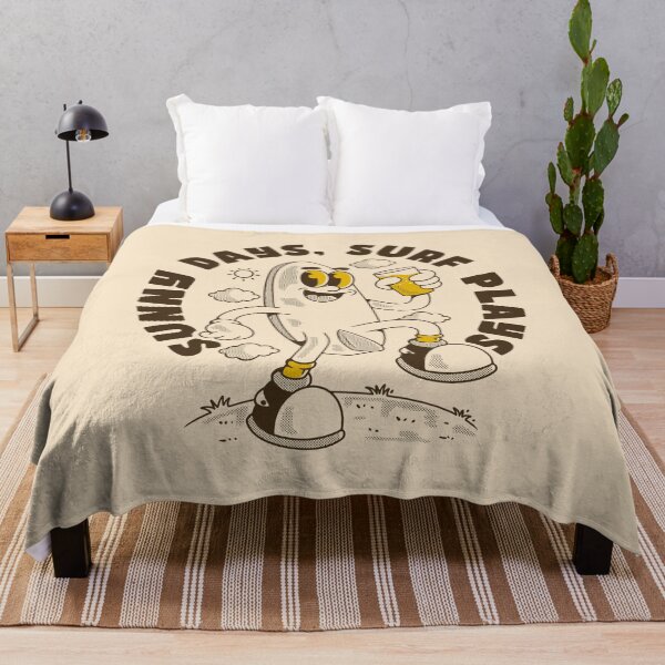 Item preview, Sunny Days Surf Plays – Retro Surfboard Cartoon T-Shirt Design designed and sold by adipra.