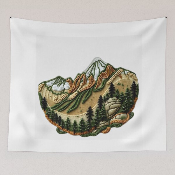Item preview, Embroidered Mountain Landscape designed and sold by sharon1210.
