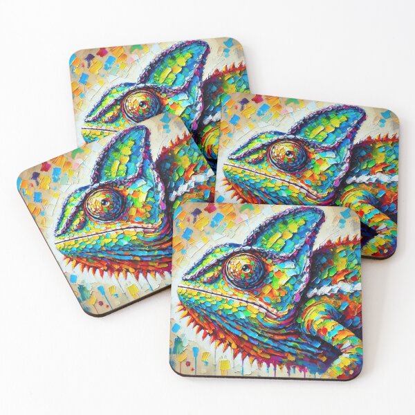 Item preview, Colorful chameleon mural – modern animal art in bold colors designed and sold by Eric Nagel.