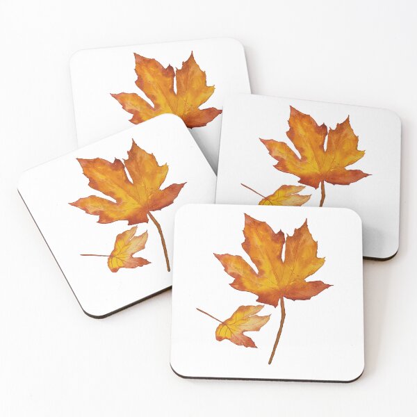 Item preview, Two Orange Maple Leaves designed and sold by Lisa Neuman Watercolors.