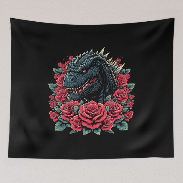 Item preview, Fierce Dragon Head with Red Roses and Glowing Eyes designed and sold by beast-net.