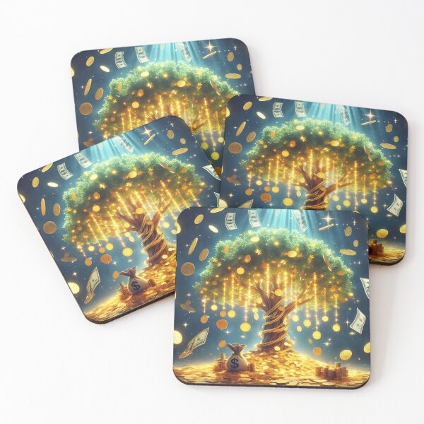 Item preview, Enchanting magical tree with coins falling around designed and sold by DreamagineArtDesign.