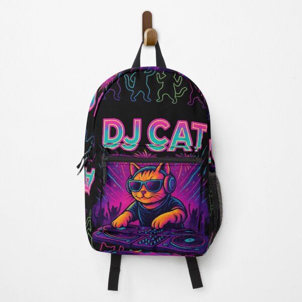 Item preview, Fiesta de DJ Cat – Vibraciones de neón designed and sold by RetroPawsDesign.