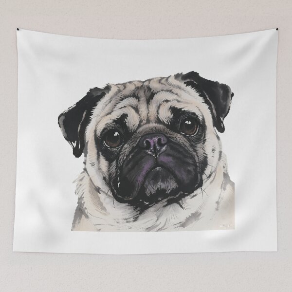 Item preview, Pug Ink Painting Close-up designed and sold by forget45studio.