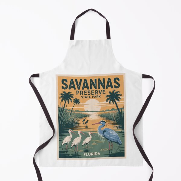 Item preview, Savannas Preserve State Park Florida – Retro Wildlife Art with Herons & Ibises in Retro Vintage Style designed and sold by pod24.