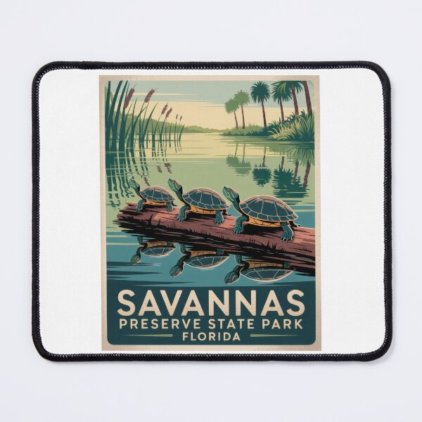 Item preview, Turtles in Savannas Preserve State Park Florida – Retro Vintage Nature Illustration in Park Style designed and sold by pod24.